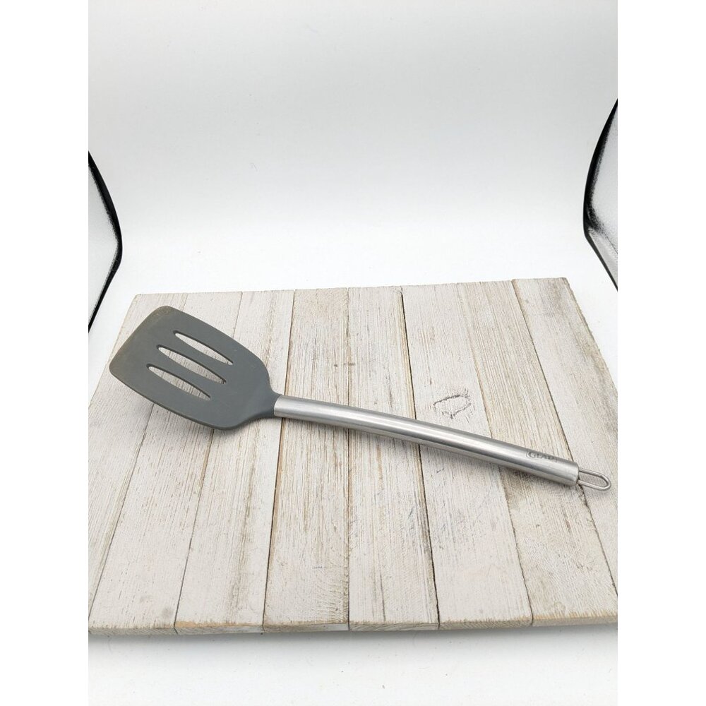 Vintage Glad Gray Spatula Slotted 13 7/8"  Sliver Handle